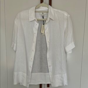 White Linen Short Sleeve Shirt